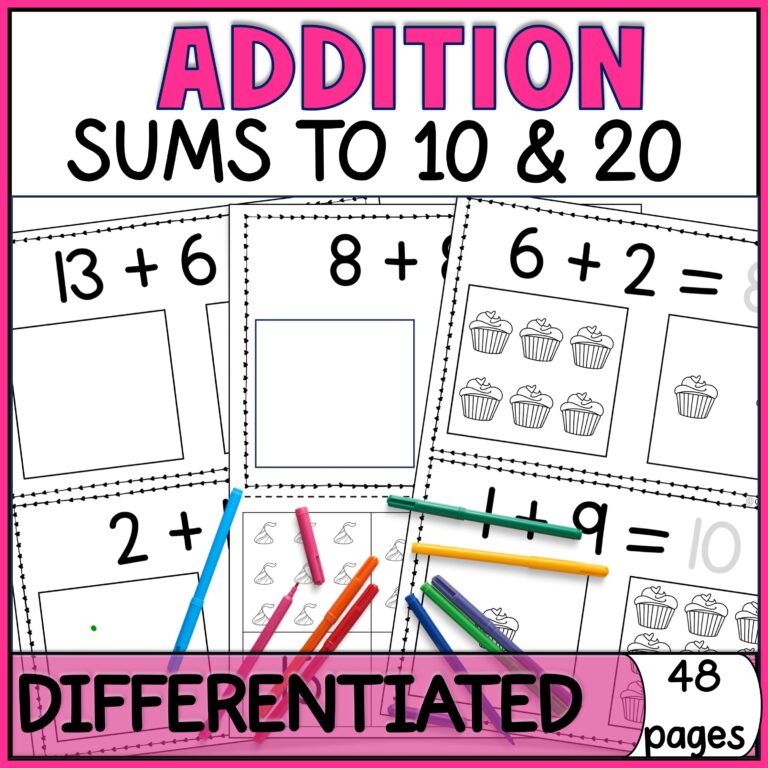 Addition Task Cards Sums to 10 and 20