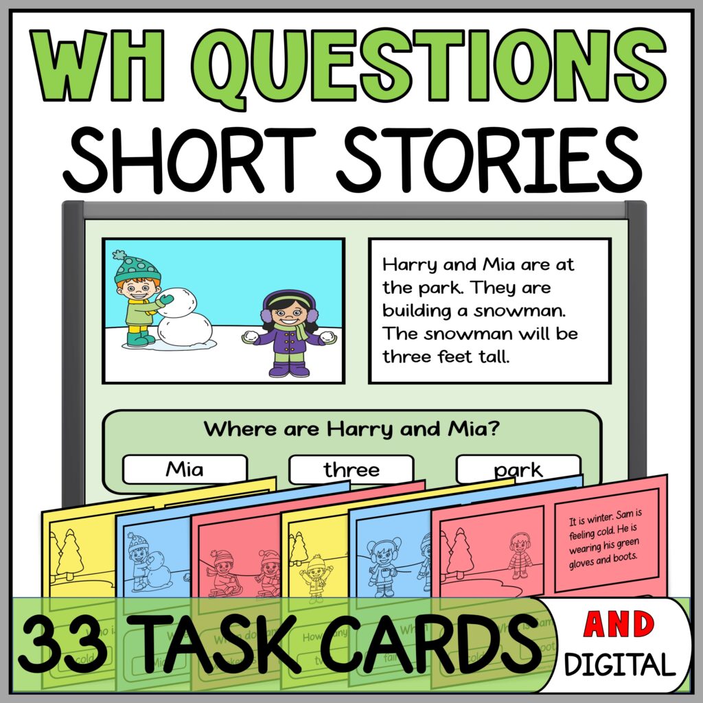 WH Questions and Short Stories Task Cards