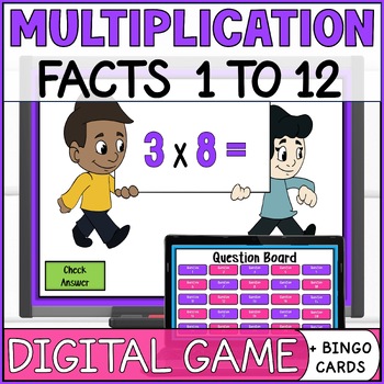 Multiplication Facts Fluency Digital Game & Bingo Differentiated with Fact Chart