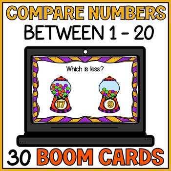 Fall Halloween Comparing Numbers Boom Cards - Compare Sets to 20 Kindergarten