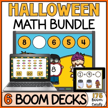 Halloween Math Activities Boom Cards Identify, Counting, Comparing and Addition