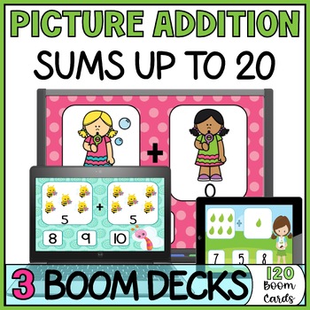 Picture Addition within 20 Boom Cards | Simple Addition with Pictures Bundle