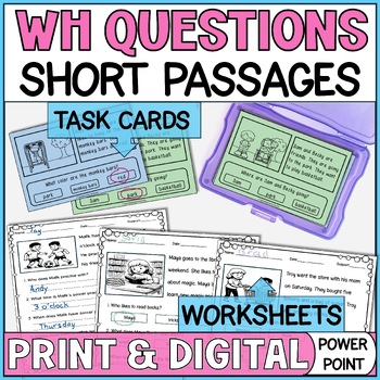 Wh Questions Reading Comprehension Short Passages Differentiated Activities SPED