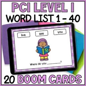 PCI Level 1 Sight Words 1 to 40 - Supplemental Reading Sentences Boom Cards