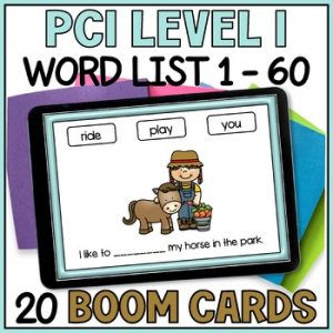 PCI Level 1 Sight Words 1 to 60 - Supplemental Reading Sentences Boom Cards