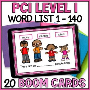 PCI Level 1 Reading Sentences Boom Cards - PCI Sight Words Practice 1 to 140