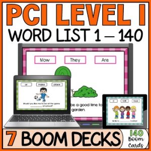 PCI Sight Words 1 - 140 Level 1 Sentences | Supplemental Practice Boom Cards