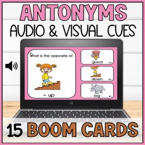 Antonyms Boom Cards with Audio and Visual Cues - Opposites Vocabulary Activities
