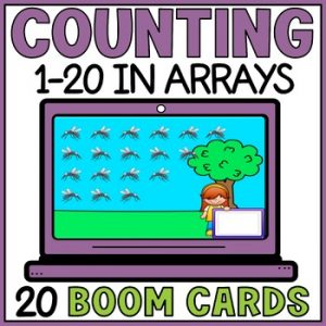Counting Objects 1 to 20 in Arrays - 1 to 1 Correspondence Boom Cards