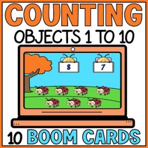 Counting Objects 1 to 10 in lines - 1:1 Correspondence Number Sense Boom Cards