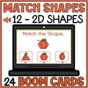 Fall Halloween Matching 2D Shapes Boom Cards - Identifying 2D Shapes Audio Cues