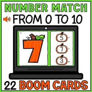 Fall Halloween Matching Number to Number Boom Cards - Identifying Numbers