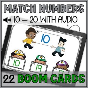 Number Matching 10 to 20 Boom Cards with Audio - Identifying Numbers Special Ed