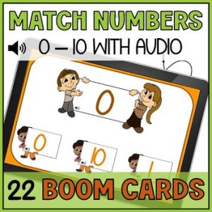 Matching Number to Number 0 to 10 Boom Cards with Audio - Number Recognition