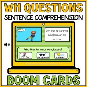 Sentence Comprehension Wh Questions 3 Audio Visual Cues Boom Cards