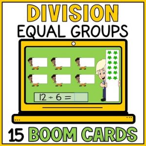 Division Using Equal Groups Boom Cards - Visual Models - Easy Division