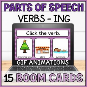 Identifying Action Verbs with Visuals Boom Cards - Parts of Speech Verb-ing Word