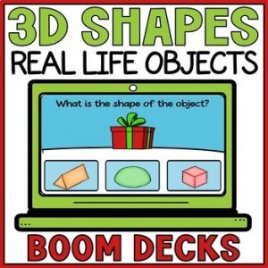 3D Shapes Christmas Boom Cards - Matching Shapes to Real Life Objects Activities