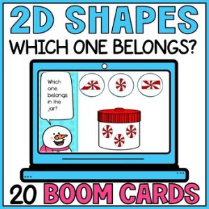 Christmas 2D Shapes Kindergarten Activities - Which One Belongs Boom Cards