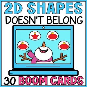 2D Shapes Which One Doesn't Belong - Christmas Kindergarten Shapes Boom Cards