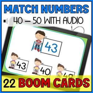 Number Identification N Matching 40 to 50 Boom Cards with Audio - Special Ed