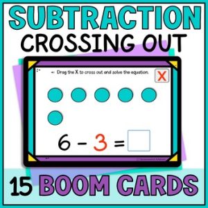 Picture Subtraction By Crossing Out Boom Cards within 10 - Kindergarten Math