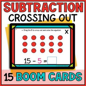 Subtraction by Crossing Out with Pictures Within 20 Boom Cards Kindergarten