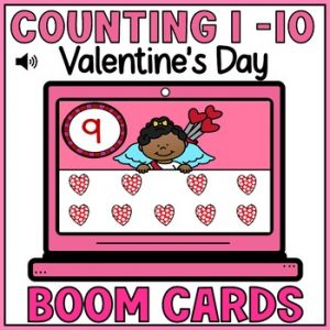 1:1 Correspondence Counting Objects to 10 Math Boom Cards Valentine's Day SPED