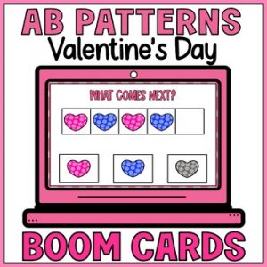 Valentines Day Extend a Sequence Pattern Boom Cards - ABAB Color Patterns SPED