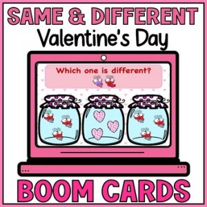 Valentine's Day Same and Different Visual Discrimination Boom Cards - SPED