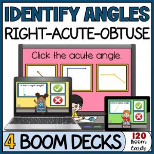 Types of Angles - Right Acute Obtuse Angles Boom Cards - Special Education