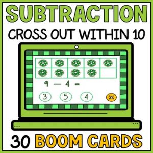 St Patricks Day Subtraction by Crossing Out Boom Cards | Kindergarten