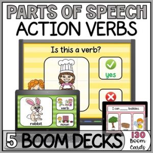 Action Verbs with Visuals Boom Cards - Parts of Speech - Special Education