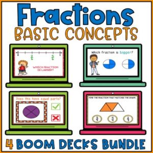 Fractions Identify Compare Represent using Fractions Visual Models Boom Cards