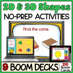 2D & 3D Shapes Kindergarten Boom Cards -Geometry Math Center Digital Activities