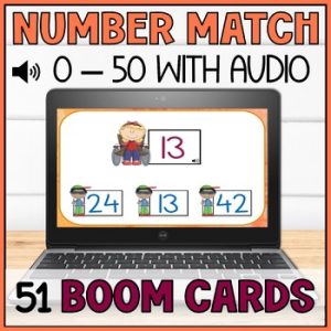 Matching Numbers 0–50 Boom Cards | Number Identification with Audio | Special Ed