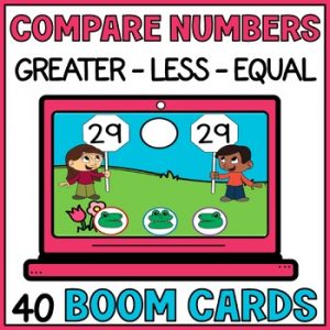 Comparing 2-Digit Numbers Alligator Boom Cards | Greater Than Less Than Equal To