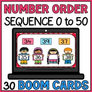 Number Sequencing 0 to 50 Boom Cards - Missing Number Sequence Kindergarten