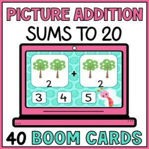 Addition with Pictures to 20 Boom Cards - Simple Picture Addition Kindergarten