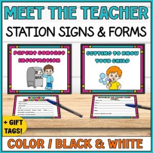 Open House Station Signs & Forms - Meet The Teacher Night Kit - Blank Templates
