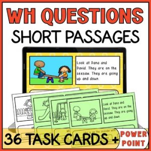 WH Questions Short Stories Task Cards - Reading Comprehension Special Education
