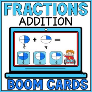 Adding Fractions with Like Denominators Boom Cards - Add Fractions with Models