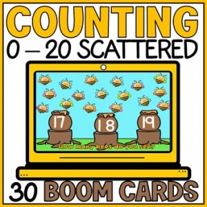 Counting Objects 0 to 20 in Scattered Configuration Boom Cards Digital Resource