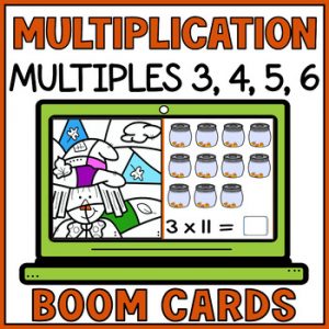 Fall Multiplication with Pictures Boom Cards Fact Fluency Practice - Visual Cues