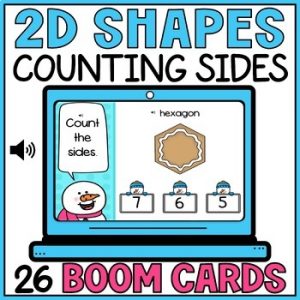 2D Shapes Attributes Boom Cards - Counting Sides with Audio - Winter Christmas