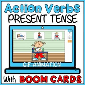 Action Verbs Boom Cards |  Present Tense -ing Verb Vocabulary Matching