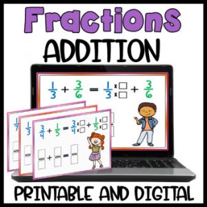 Fractions Addition Task Cards - Adding Fractions with Unlike Denominators