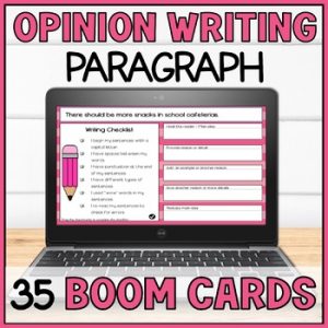 Opinion Paragraph Writing Boom Cards - Guided Prompts & Checklist Hamburger