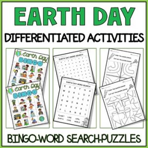 Earth Day & Spring Fun Activities Differentiated Bingo Puzzles and Word Search