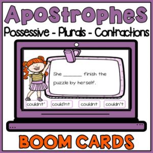 Apostrophes Possessives Contractions Plurals Boom Cards | Punctuation Activity
